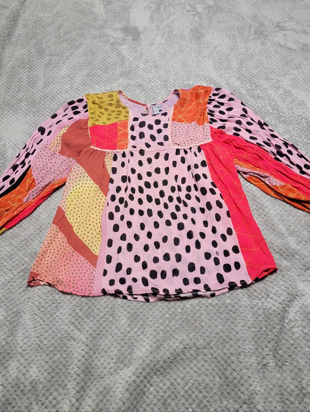 Anthropologie Blank London Miranda Peasant Top Boho Patchwork Print Petite LG